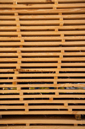 Stacked timber planks for drying at sawmill