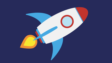Rocket with porthole flies into spaceのイラスト素材