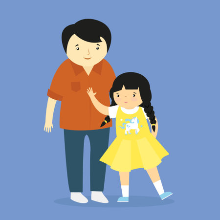 Father and daughter. Family concept. Vector illustration in flat style.のイラスト素材