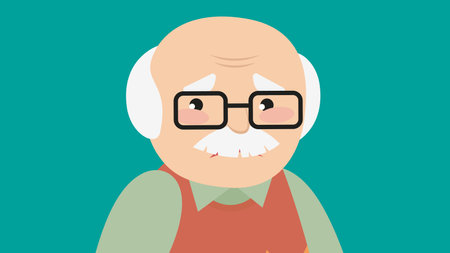 Old man with glasses and a mustache. Flat style vector illustration.のイラスト素材