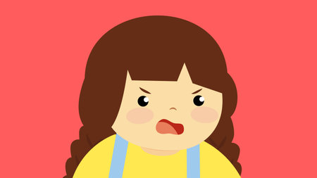 Cute little girl crying. Vector illustration in flat cartoon style.のイラスト素材