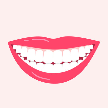 Smiling mouth with teeth. Vector illustration isolated on white background.のイラスト素材