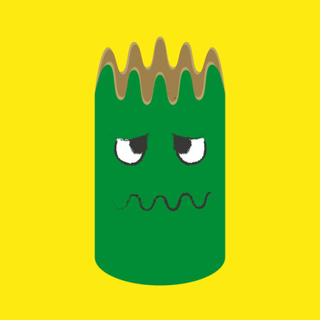 Illustration of a green monster on a yellow background. Vector illustrationのイラスト素材