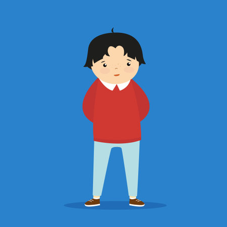 Cute little boy character. Vector illustration in flat cartoon style.のイラスト素材