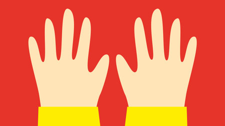 Hands of a man. Vector illustration on a red background.のイラスト素材