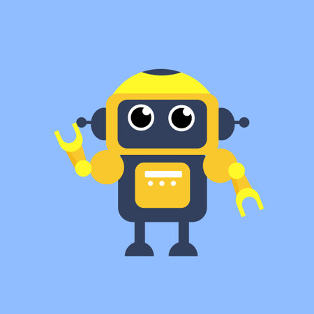 Cute robot character vector illustration in flat design style. Cute robot icon.のイラスト素材