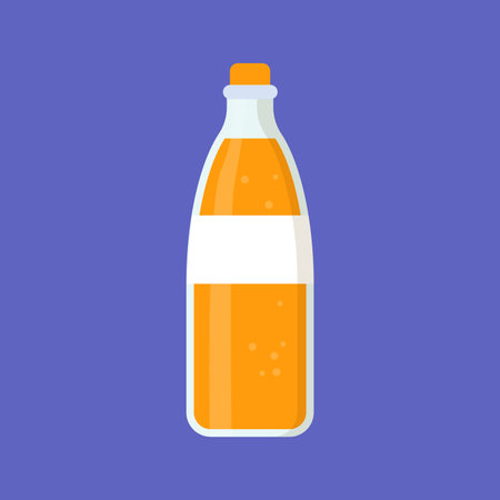 Bottle of orange juice icon. Flat illustration of bottle of orange juice icon for web designのイラスト素材