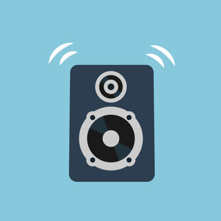 Music speaker icon in flat design style. Vector illustration. Sound systemのイラスト素材
