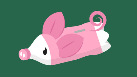 Illustration of a cute piggy bottle on a green background.のイラスト素材