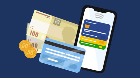 Payment online concept with mobile phone and credit card. Vector illustrationのイラスト素材