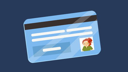 Illustration of a credit card with a girl on the screen.