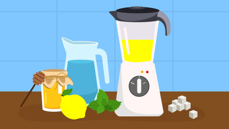 Illustration of ingredients for making a smoothie. Vector illustration.のイラスト素材