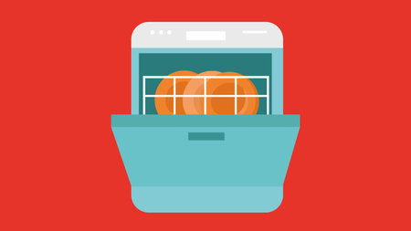 Basket with food. Vector illustration in flat style. Isolated on red background.のイラスト素材