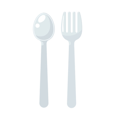 Spoon and fork icon. Flat illustration of spoon and fork icon for web designのイラスト素材