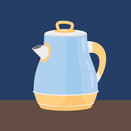 Teapot on the table. Vector illustration in flat style.