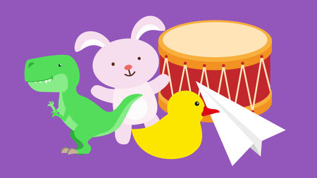 Animals playing musical instruments. Vector illustration in flat cartoon style.のイラスト素材