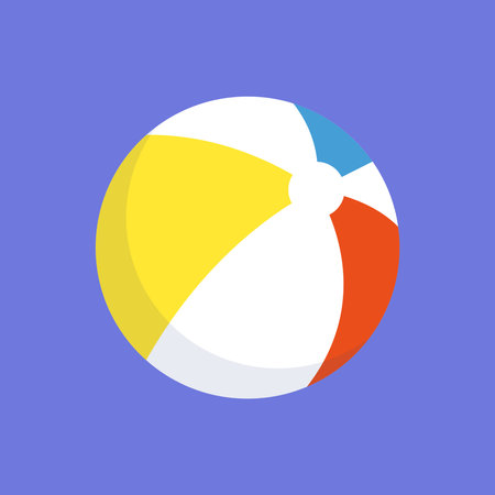 Beach ball icon in flat style. Beach ball vector illustration on blue background.