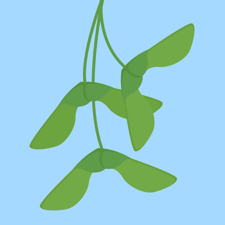 Branch of green hops on blue background. Vector flat illustration.のイラスト素材