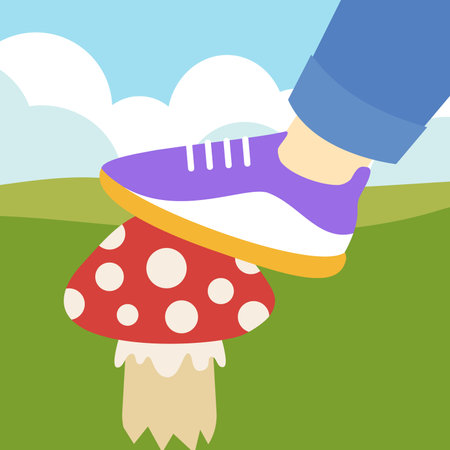 Illustration of a fly agaric and a man's footのイラスト素材