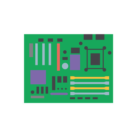 Circuit board icon in flat color style. Electronic technology hardware electronic deviceのイラスト素材