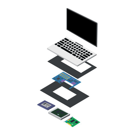 Isometric computer icon. Vector illustration in isometric 3d style.のイラスト素材