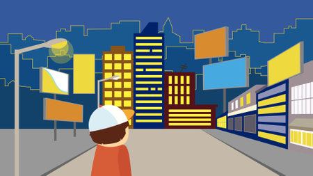 construction worker on the city street. vector illustration in flat styleのイラスト素材