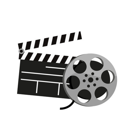 cinema clapboard with reel isolated icon vector illustration designのイラスト素材