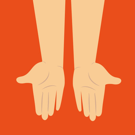 Human hands design over orange background, vector illustration. Eps 10.のイラスト素材