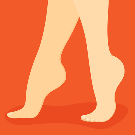 Vector illustration of female legs on orange background. Part of human body.のイラスト素材