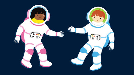 Astronaut in space suit and astronaut in spacesuit vector illustrationのイラスト素材