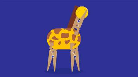 Making a craft of a giraffe from clothespins. Vector illustration in flat style.のイラスト素材