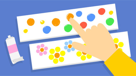 Painting palette with colorful paints. Flat style. Vector illustration.のイラスト素材