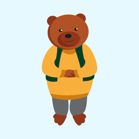Cute cartoon bear. Vector illustration of a bear in a yellow jacket.のイラスト素材