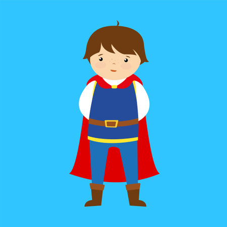 Superhero boy vector illustration in flat style. Superhero kid cartoon character.のイラスト素材