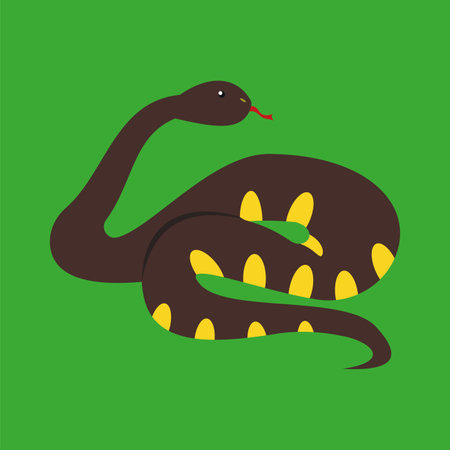 snake vector illustration on green background. flat design. icon.のイラスト素材
