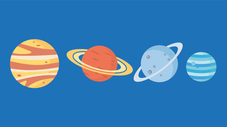 Solar system and planets in flat style. Vector illustration of planets.のイラスト素材