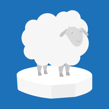 Sheep icon in flat style on a blue background vector illustration.のイラスト素材