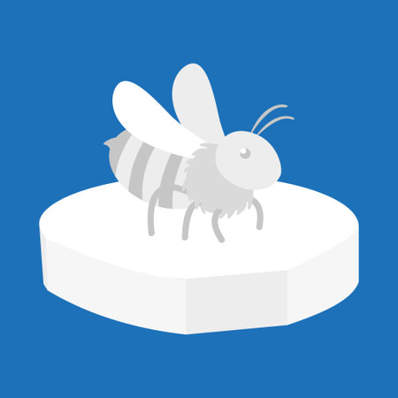Honey bee on a piece of ice. Vector illustration in flat styleのイラスト素材