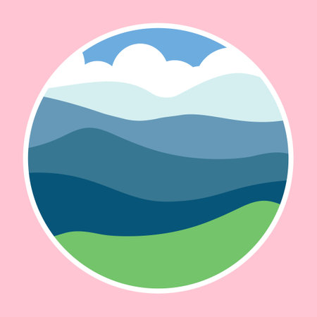 Seascape with blue sea and sandy beach. Vector illustration.のイラスト素材