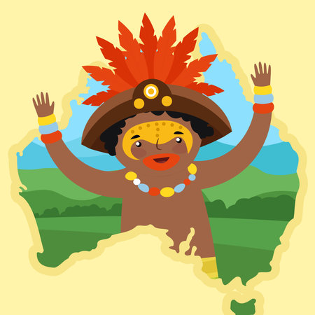Cartoon indian man wearing traditional costume. Vector illustration in flat styleのイラスト素材