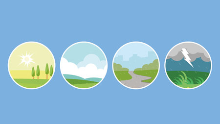 Set of nature icons in flat style. Vector illustration for your designのイラスト素材