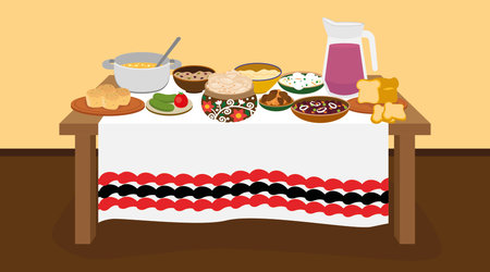 Breakfast table design, vector illustration eps 10. Flat style.のイラスト素材