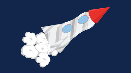 Rocket launch vector illustration. Flat design style for web and print.のイラスト素材