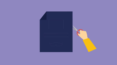 Illustration of a person cutting an envelope with scissors. Vector illustrationのイラスト素材