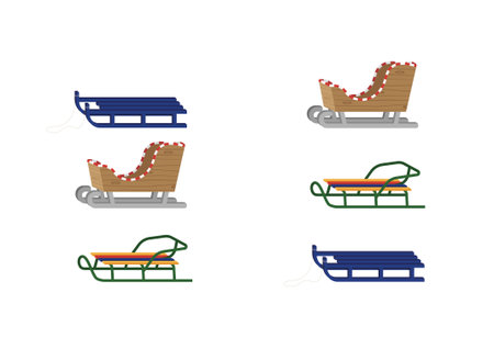 Sled vector icon set. Winter illustration sign collection. Christmas symbol.のイラスト素材