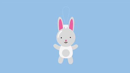 Cute rabbit on blue background. Vector illustration in flat style.のイラスト素材
