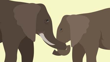 Elephants. Vector illustration of two wild animals. Cartoon style.のイラスト素材
