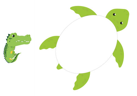 Cute cartoon crocodile and turtle. Vector illustration for your designのイラスト素材