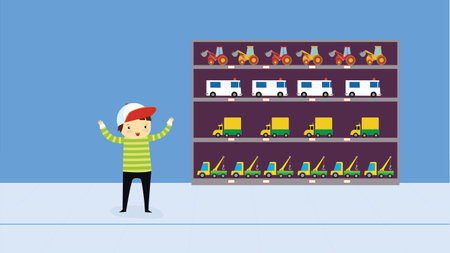 cute little boy with christmas hat in shopping mall vector illustrationのイラスト素材