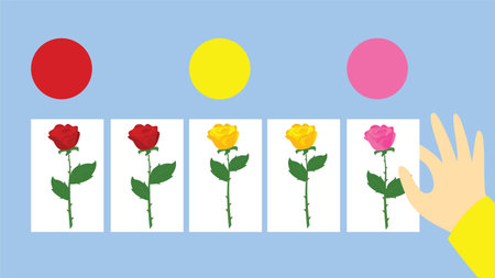 Roses in a row on a blue background. Vector illustration.のイラスト素材